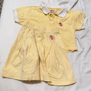 Vintage McKids 2 pc Yellow Girls Outfit with Embroidered Detail